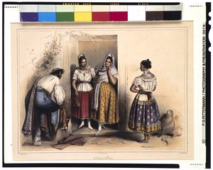 Kvinnor i Puebla, efter 1836 (färg litho)