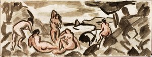 Grupp av kvinnliga nakenstudier av Carl Newman
