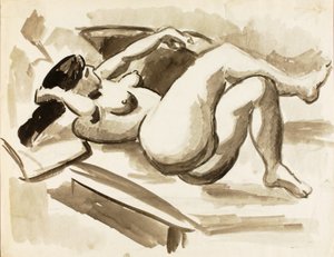 Liggande kvinnlig naken med korsade ben av Carl Newman