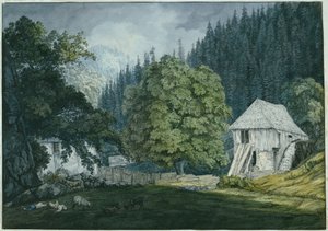 Schneidemühle i Beuerner Thale (blad 8 från skissboken över Badens omgivningar)