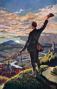 SOLDATEN ÅTERKOMMANDE TILL HEM - illustration av Carl Robert Arthur Thiele 1860-1936