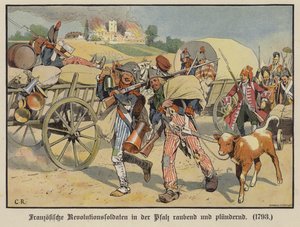 Franska soldater rånar och plundrar i Pfalz av Carl Röchling