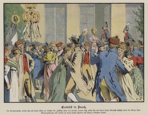 Skördefest på Paretz (färg litho) av Carl Röchling