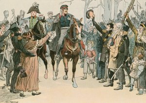 Fredrik Wilhelm III, kung av Preussen (1770-1840), i ett tal till allmänheten i Wroclaw i mars 1813. av Carl Rohling