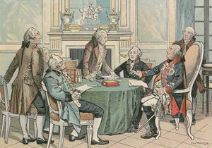 Fredrik Vilhelm II, kung av Preussen (1744-1797) vid ett samråd om den preussiska allmänna civillagen (cirka 1790)