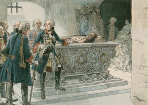 Fredrik den store (1712-1786) vid den stora kurfurstens kista