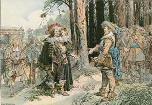 George William träffade Gustavus Adolphus av Sverige i Kopenick 1631 av Carl Rohling