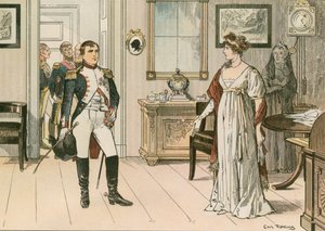 Drottning Louise av Preussen (1776-1810) och Napoleon I (1769-1821) i Tilsit 1807 under undertecknandet av det andra fördraget i Tilsit