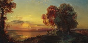 Solnedgång vid sjön Starnberg