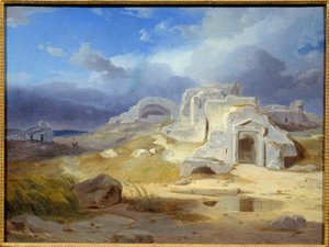 Arkimedes grav i Syrakusa. Målning av Carl Rottmann (1798 - 1850) Ec. Allt.