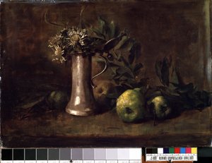 Nature morte (stilleben). Målning av Carl Schuch (1846-1903). Olja på duk, 52,5 x 76 cm. Tysk konst från 1800-talet. Statens M.K. Ciurlionis konstmuseum, Kaunas (Litauen).