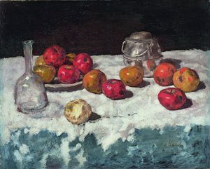 Stilleben med äpplen av Carl Schuch