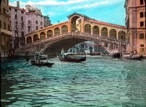 Italien, Venedig, Rialtobron och Canal Grande, bilddatum: cirka 1910. Carl Simon-arkivet av Carl Simon