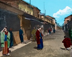 Japan, ön Honshu, Kanto-regionen, gatuliv i Tokyo, bilddatum: cirka 1920. Carl Simon-arkivet