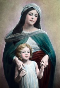 Mor med barn av den tyske illustratören och grafikern Max Stern (1872 - 1943). Bilddatum: cirka 1900. Carl Simon-arkivet