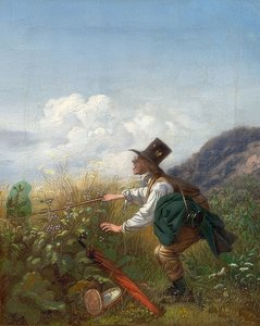 Fjärilsfångaren (botaniker). Omkring 1837 av Carl Spitzweg