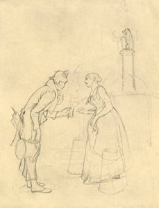 The Shy Suitor, mitten av slutet av 1800-talet, c1924. av Carl Spitzweg
