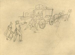The Thespian Actor Travelling, mitten av slutet av 1800-talet, c1924. av Carl Spitzweg