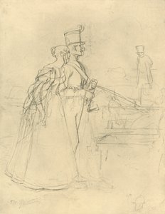 Die Begegnung, mitten av slutet av 1800-talet, c1924. av Carl Spitzweg