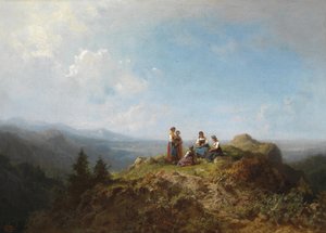 Dirndls på Alperna av Carl Spitzweg