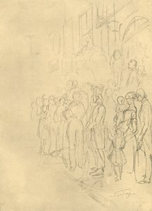 I väntan på processionen, mitten av slutet av 1800-talet, c1924. av Carl Spitzweg