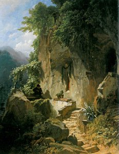 En eremit som musicerar framför sin klipphärbärge. av Carl Spitzweg