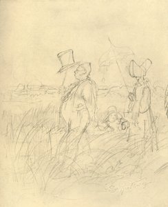 Sonntagsspaziergang, mitten av slutet av 1800-talet, c1924. av Carl Spitzweg