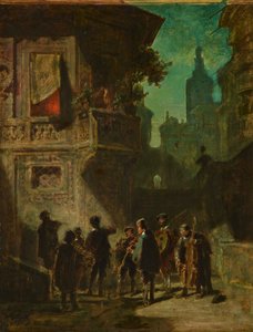 Spansk serenad från barberaren i Sevilla, ca 1856. av Carl Spitzweg