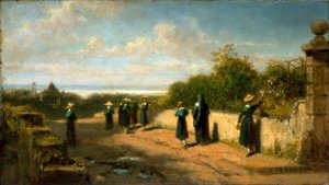 Flickinternat för en promenad av Carl Spitzweg