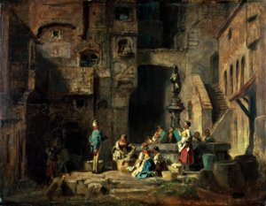 Tvättkvinnor vid brunnen av Carl Spitzweg