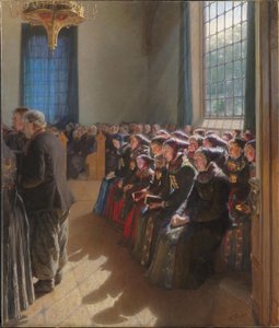 Under gudstjänsten i en kyrka på Amager av Carl Wentorf