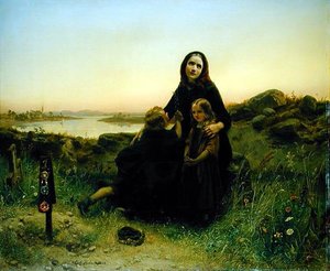 Den sörjande änkan, 1852 av Carl Wilhelm Huebner