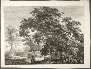 Fiskare i trädbevuxet landskap av Carl Wilhelm Kolbe the elder