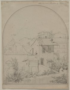 Utsikt från mitt fönster i Rom recto Soldier in a Landscape a tergo, ca. 1817. av Carl Wilhelm Tischbein
