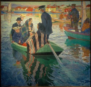 Kyrkobesökare i en båt av Carl Wilhelm Wilhelmson