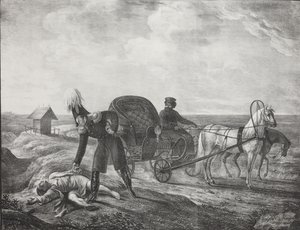 Kejsar Alexander I hjälper en behövande person, 1820. av Carl von Hampeln