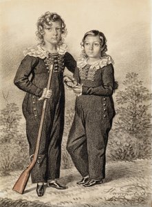 Porträtt av Alexander och Alexei Dondukov-Korsakov, slutet av 1820-talet-början av 1830-talet. av Carl von Hampeln