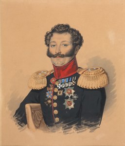Porträtt av prins Stepan Alexandrovich Khilkov 1785-1854, efter 1832. av Carl von Hampeln