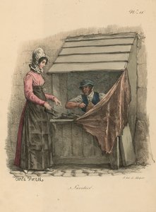 Skomakare sitter bakom ett bås av Carle Vernet