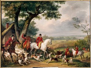 Jakt i skogen i Fontainebleau Målning av Antoine Vernet dit Carle (1758-1836) 1824 Gien. Jaktmuseum - Jakt i skogen i Fontainebleau. Målning av Antoine Vernet kallad Carle (1758-1836) 1824. Jaktmuseet, Gien-slottet, Frankrike