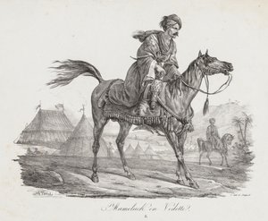 Stor svit med hästar: Mounted Mamelucke, ca. 1818. av Carle Vernet