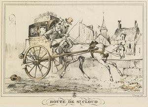 Scener av dagligt liv, vägar och stigar: Road to Saint-Cloud..., 1816. av Carle Vernet