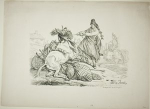 Spanska Muleteer höjer sin Mule av Carle Vernet