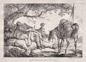 Den sovande soldaten. av Carle Vernet