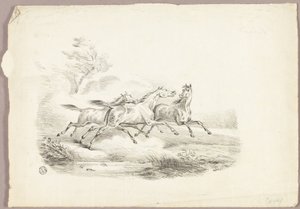 Tre hästar springer av Carle Vernet