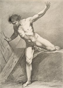 An Académie: Striding Man Leaning on a Plank, 1742-43. av Carle van Loo