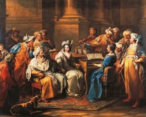 Grand Turk ger konsert till sin älskarinna, av Carle van Loo (1705-1765), olja på duk, 72,5 x 91 cm, Frankrike av Carle van Loo