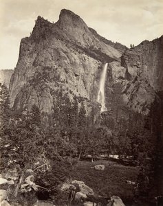 Bridal Veil Fall, 940 fot, Yosemite, ca. 1872, tryckt ca. 1876. av Carleton E. Watkins.