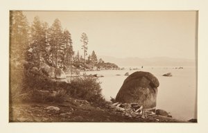 Fyra järnvägsscener och fyra utsikter över Lake Tahoe: Lake Tahoe från Artist Point av Carleton E. Watkins