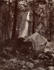 Lower Yosemite Fall, 1 600 fot, ca. 1872, tryckt ca. 1876. av Carleton E. Watkins.
